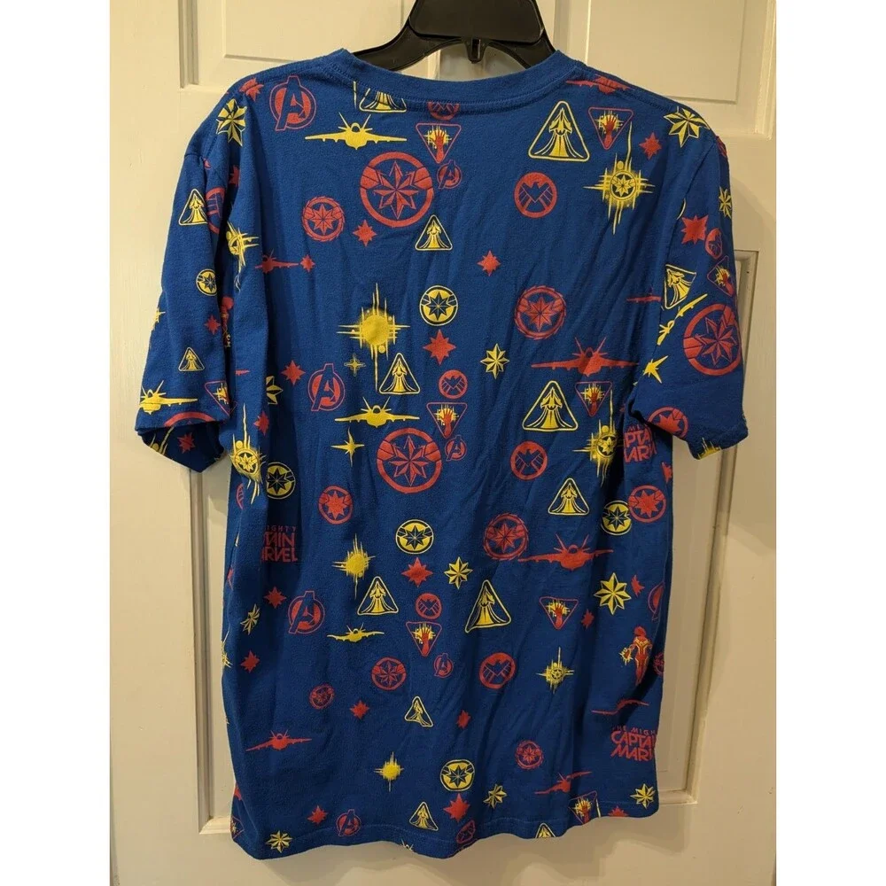 Marvel Captain Marvel All Over Print T Shirt Mens Large Blue Avengers MCU - Picture 4 of 7